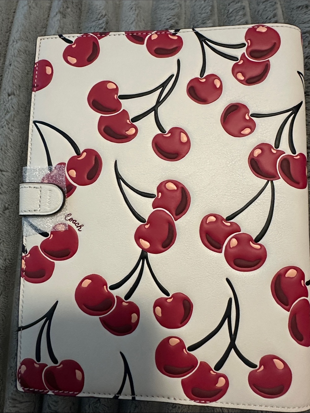 Coach White Leather Organizer with Red Cherry Print - Picture 2 of 3